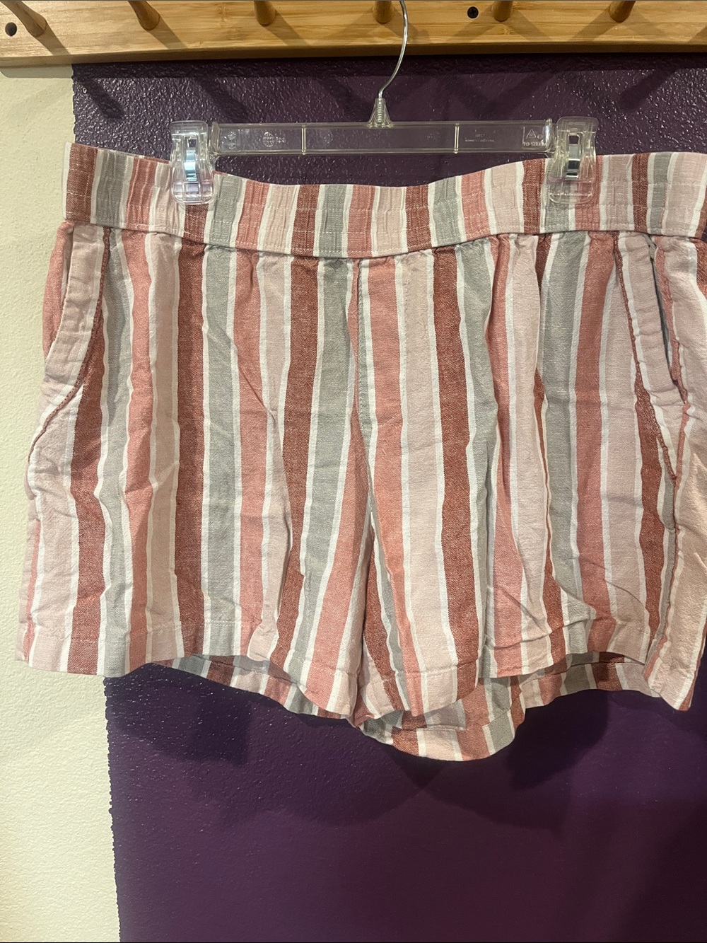 Sonoma Striped Pink, Gray & White Summer Shorts 20